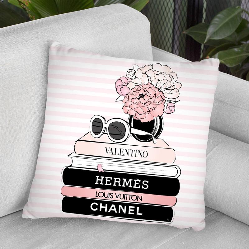 Pink Books Throw Pillow By Martina Pavlova