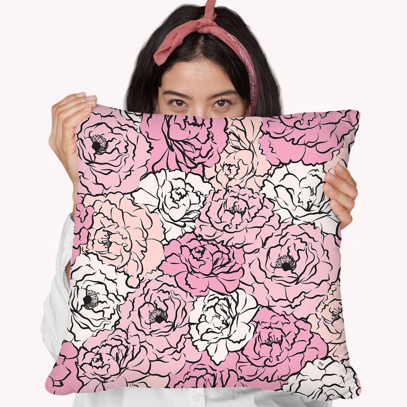 Pink Peonies Throw Pillow By Martina Pavlova