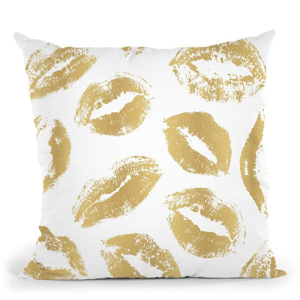 Gold Kisses Throw Pillow By Martina Pavlova