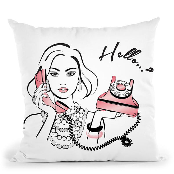 Hello? Girl On The Phone Throw Pillow By Martina Pavlova