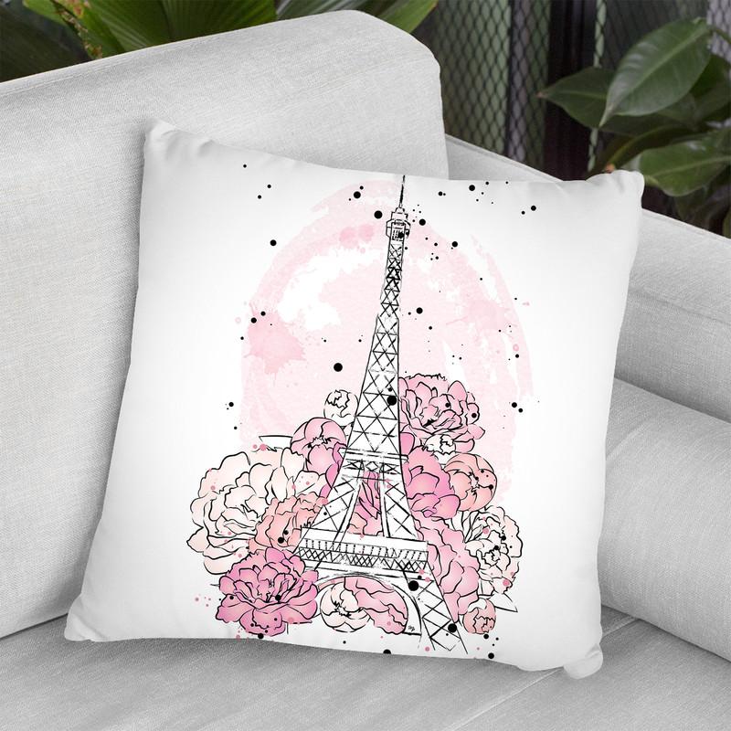 Peony Eiffel Throw Pillow By Martina Pavlova