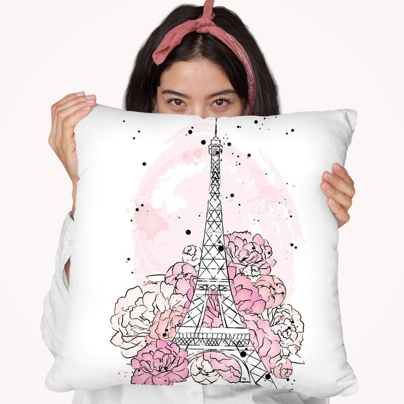 Peony Eiffel Throw Pillow By Martina Pavlova
