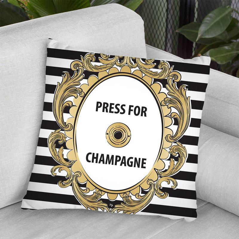 Press For Champagne Throw Pillow By Martina Pavlova
