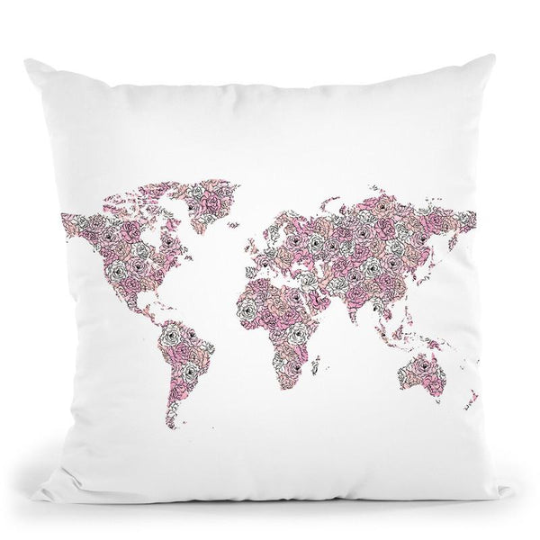 Flower World Map Throw Pillow By Martina Pavlova