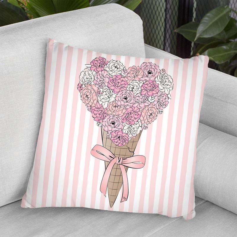 Flower Ice Cream Throw Pillow By Martina Pavlova