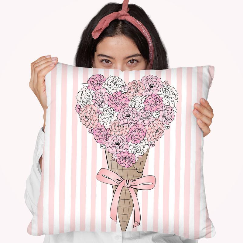 Flower Ice Cream Throw Pillow By Martina Pavlova