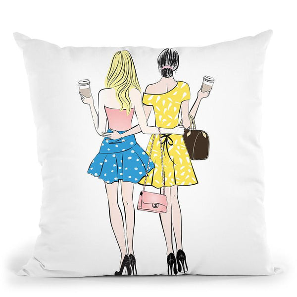 Coffee Friends Throw Pillow By Martina Pavlova