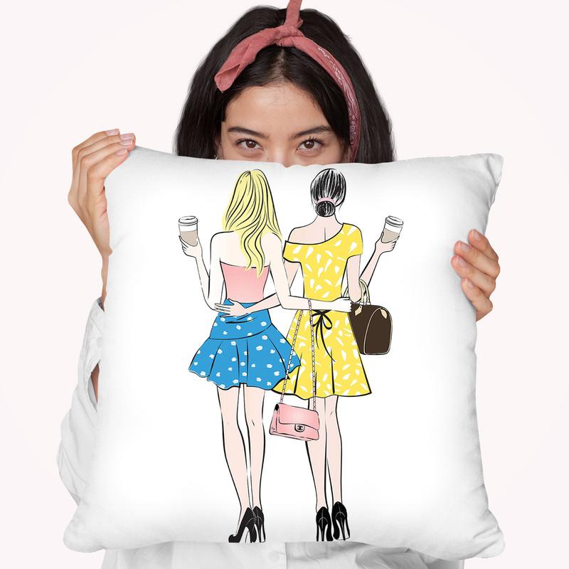 Coffee Friends Throw Pillow By Martina Pavlova
