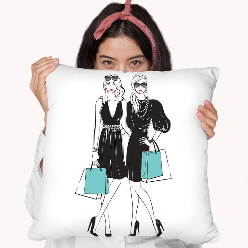 Shopaholics Throw Pillow By Martina Pavlova