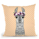 Flower Girl Alpaca Peach Dots Throw Pillow By Monika Strigel