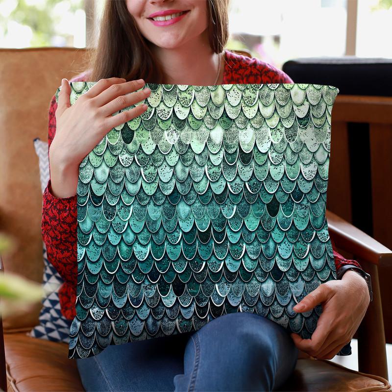 Magic Mermaidades Of Green Throw Pillow By Monika Strigel