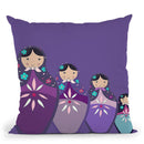 Matroshka Dolls Purple Throw Pillow By Monika Strigel