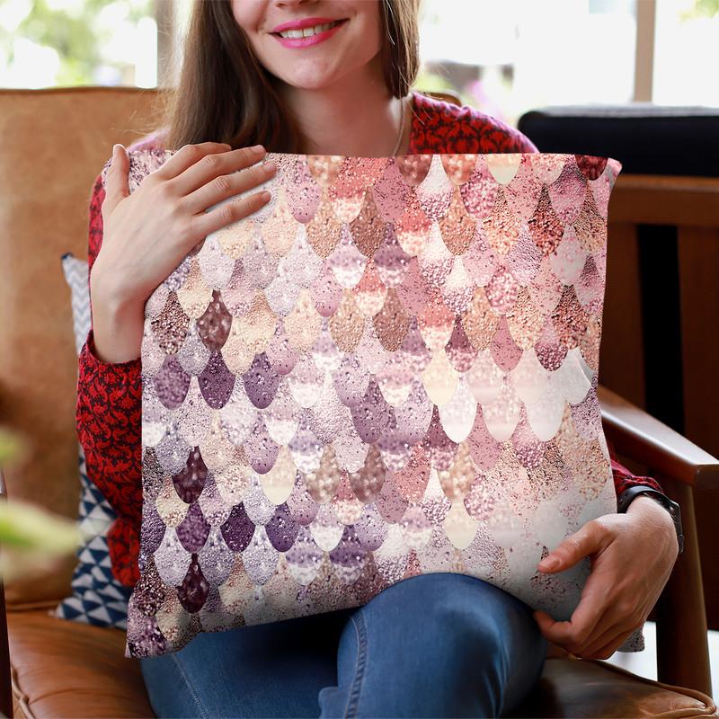 Mermaid Rosegold Throw Pillow By Monika Strigel