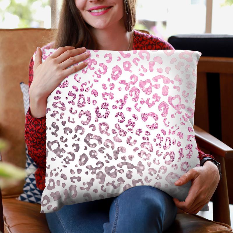 Monis Glitter Leo Pink Throw Pillow By Monika Strigel