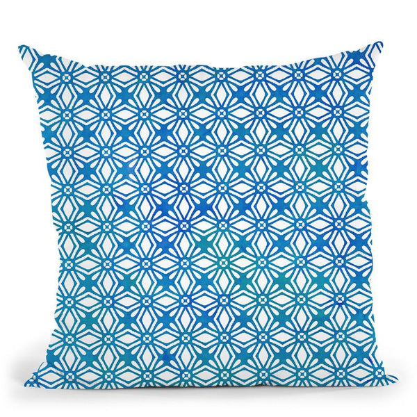 Morroccan Diamond Vintage Blue Throw Pillow By Monika Strigel