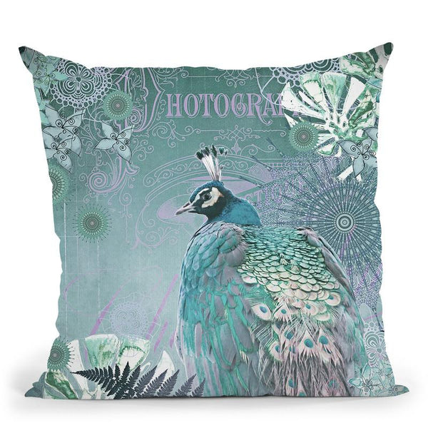 Pink Peacock Mint Throw Pillow By Monika Strigel