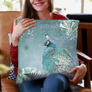 Pink Peacock Mint Throw Pillow By Monika Strigel