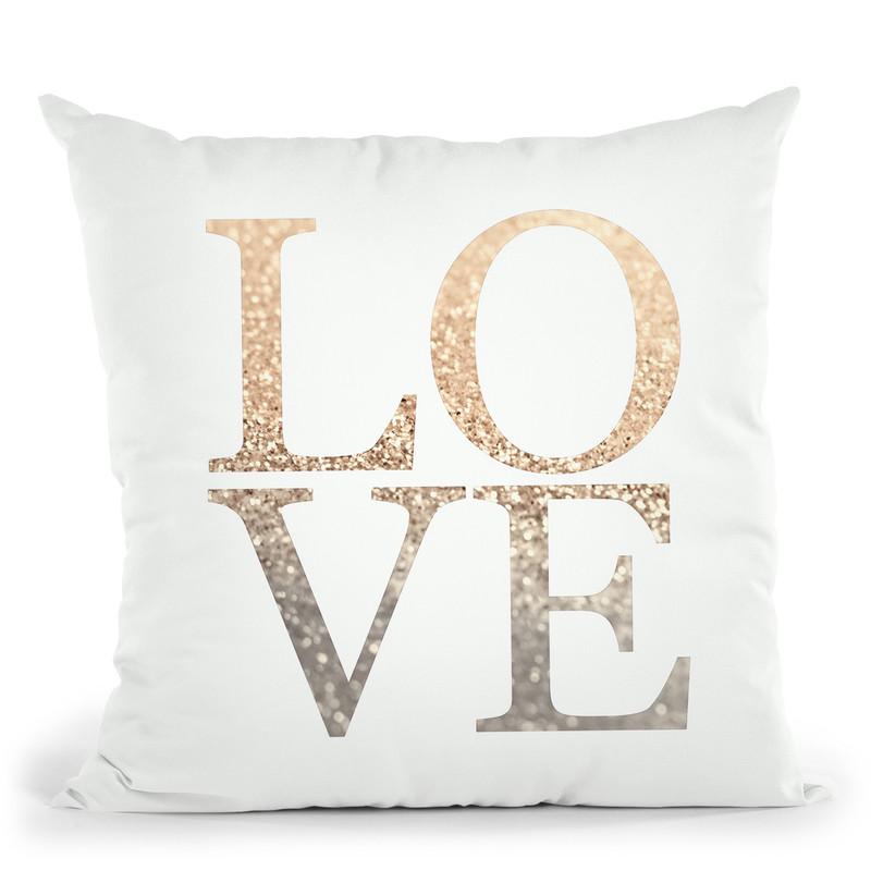Gatsby Gold Love Throw Pillow By Monika Strigel