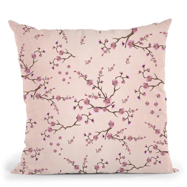 Sakura Love Light Blush Throw Pillow By Monika Strigel