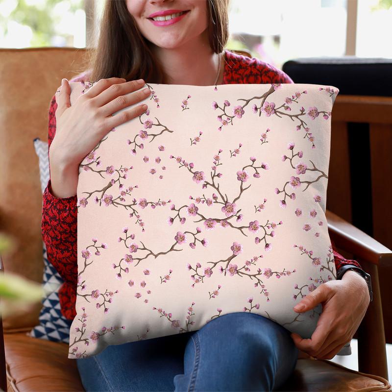 Sakura Love Light Blush Throw Pillow By Monika Strigel