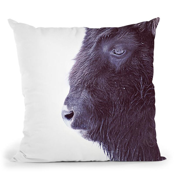 Scandi Black Buffalo Portrait Throw Pillow By Monika Strigel