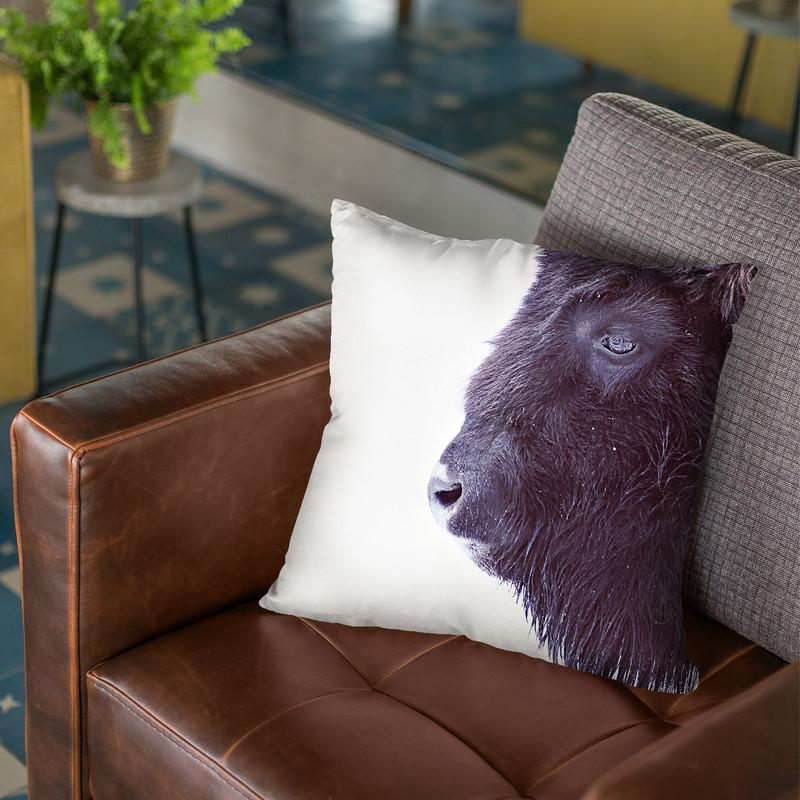 Scandi Black Buffalo Portrait Throw Pillow By Monika Strigel