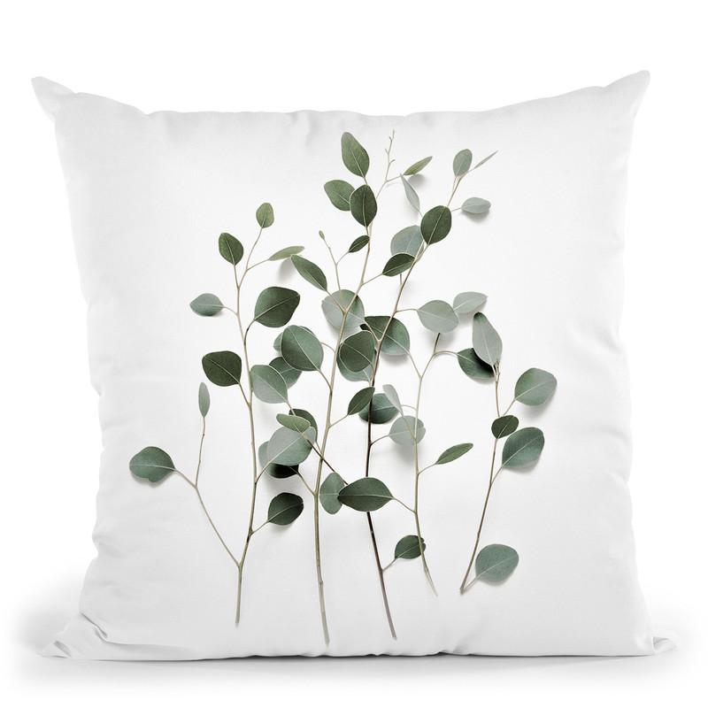 Scandi Eucalyptus Light Silver Throw Pillow By Monika Strigel