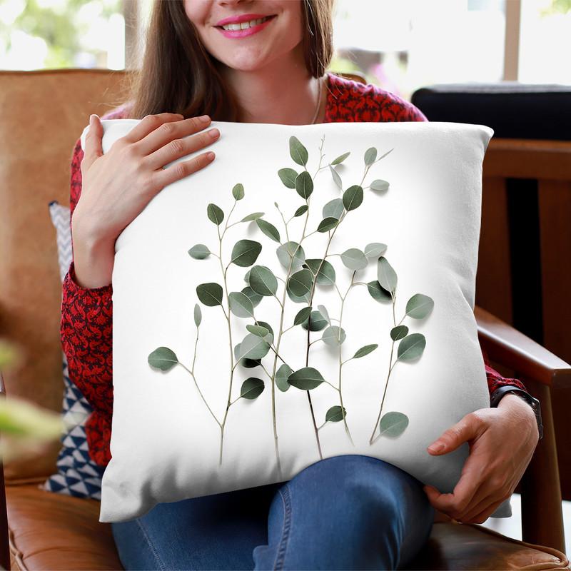 Scandi Eucalyptus Light Silver Throw Pillow By Monika Strigel