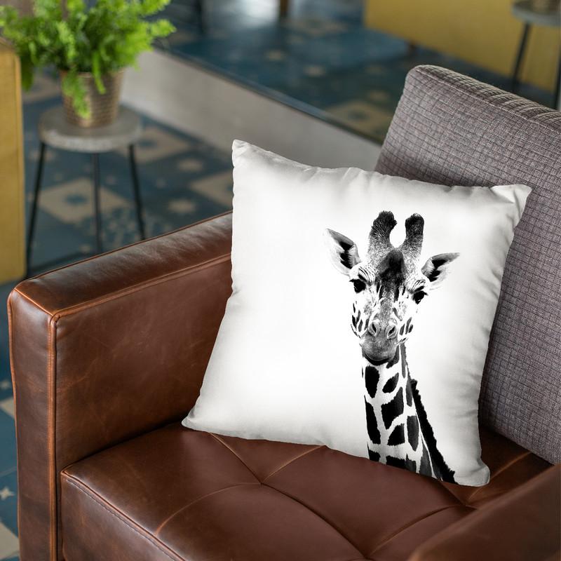 Scandi Giraffe Black White Throw Pillow By Monika Strigel