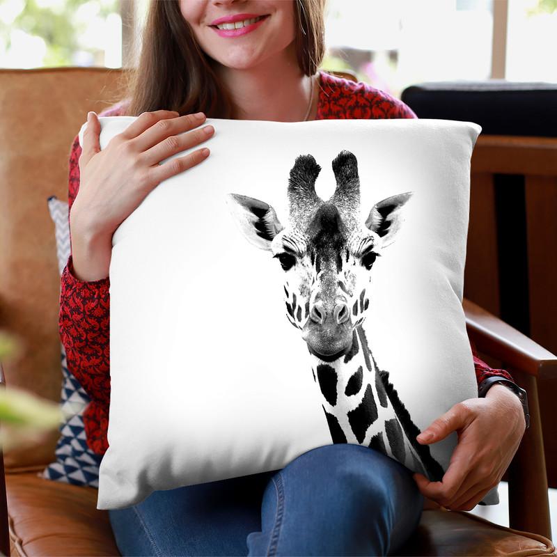 Scandi Giraffe Black White Throw Pillow By Monika Strigel