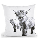 Scandi Highland Cattle Lulu And Sarah Throw Pillow By Monika Strigel