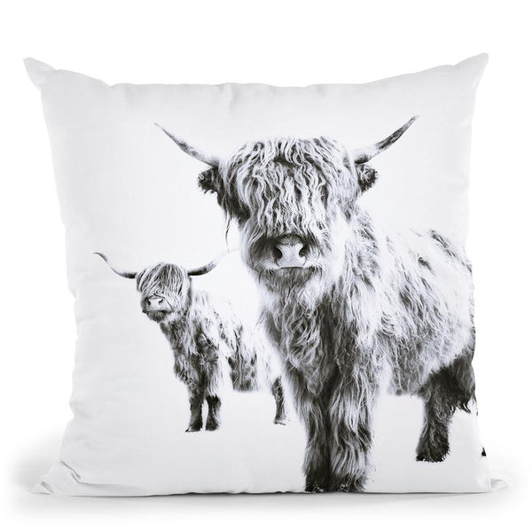 Scandi Highland Cattle Lulu And Sarah Throw Pillow By Monika Strigel