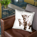 Scandi Highland Cattle Lulu And Sarah I Throw Pillow By Monika Strigel