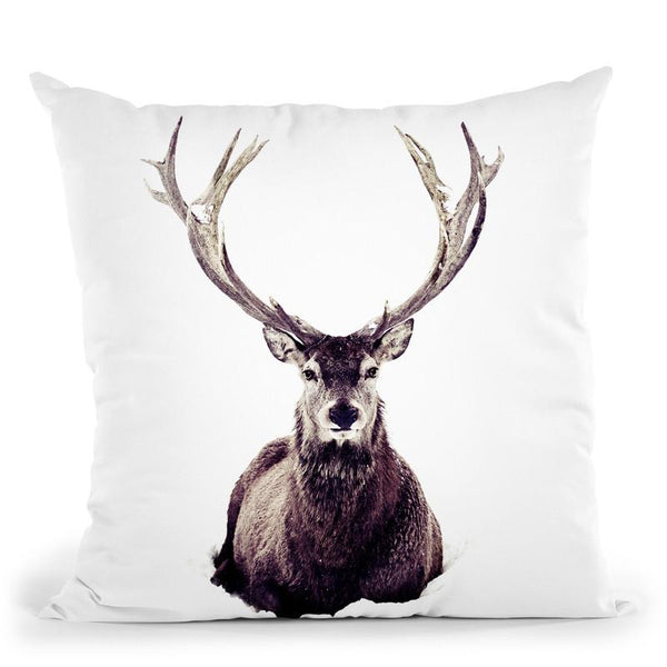 Scandi Stag In Snowbed Throw Pillow By Monika Strigel
