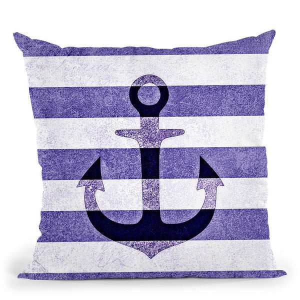 Stone Vintage Navy Anchor Throw Pillow By Monika Strigel