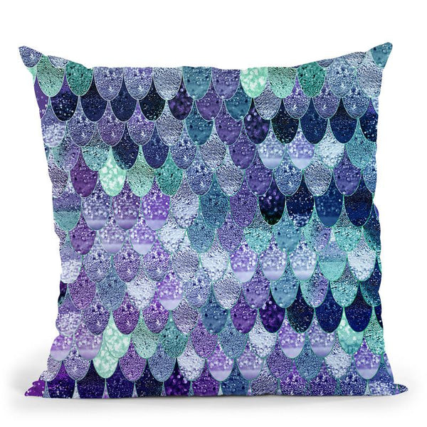 Summer Mermaid Purple Mint Gold Throw Pillow By Monika Strigel