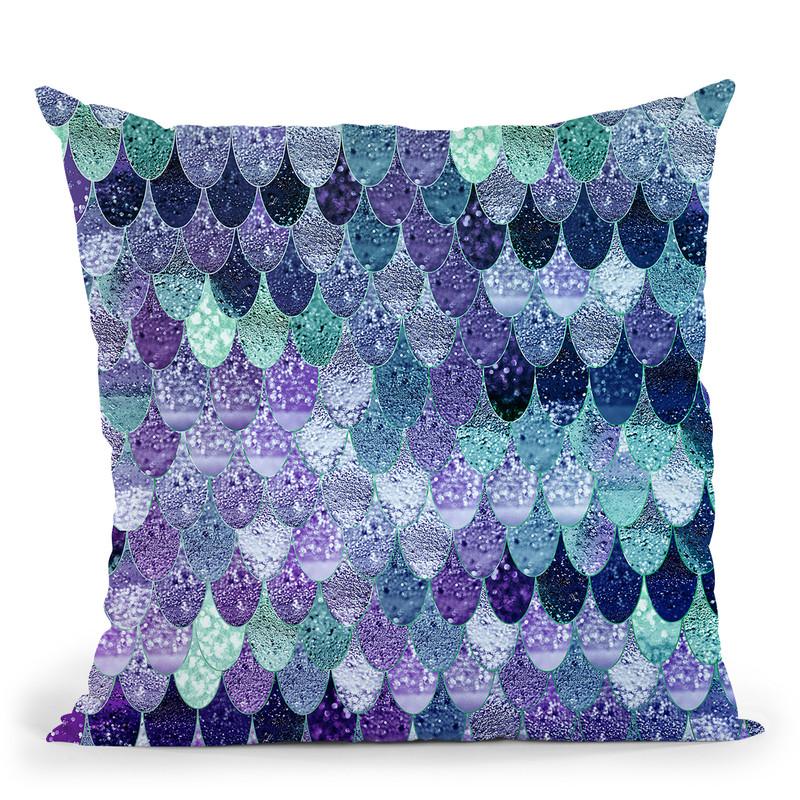 Summer Mermaid Purple Mint Gold Throw Pillow By Monika Strigel