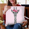 Flower Girl Giraffe Pink Dots Throw Pillow By Monika Strigel