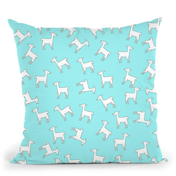 Baby Lama Pattern Mint Throw Pillow By Monika Strigel