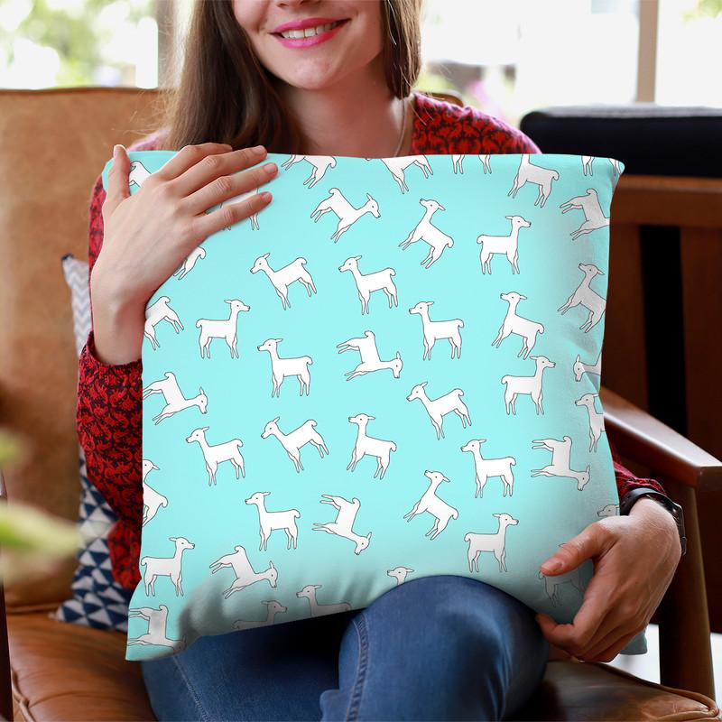 Baby Lama Pattern Mint Throw Pillow By Monika Strigel