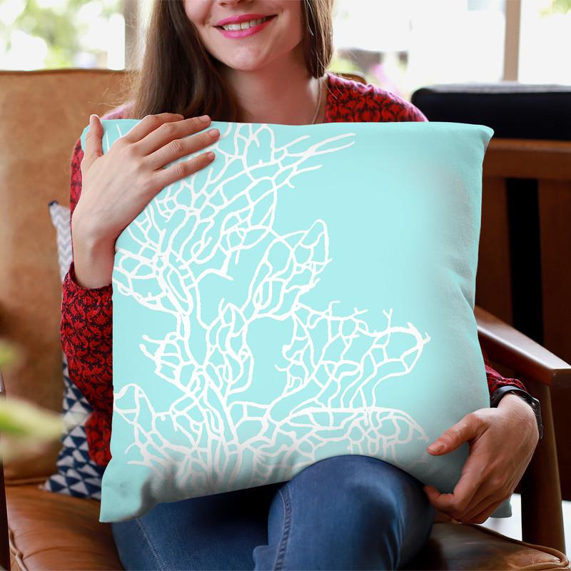 Coralreef Mint Throw Pillow By Monika Strigel