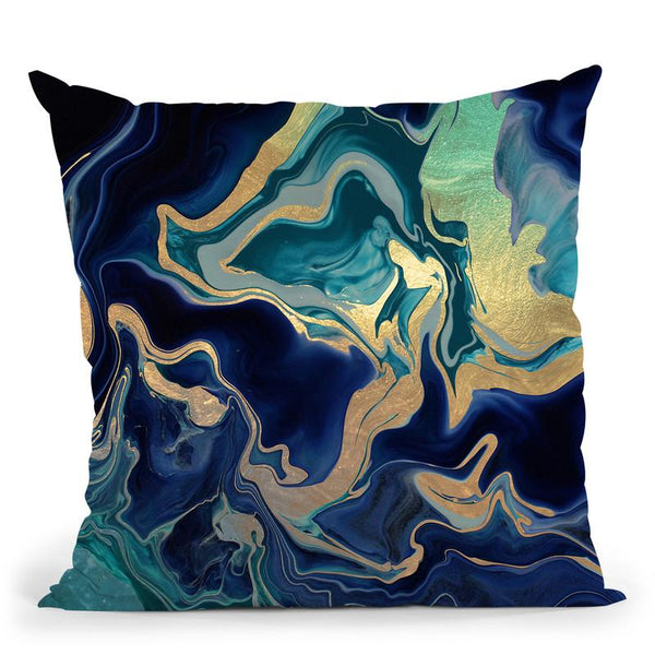 Dramaqueen Gold Indigo Throw Pillow By Monika Strigel