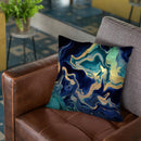 Dramaqueen Gold Indigo Throw Pillow By Monika Strigel