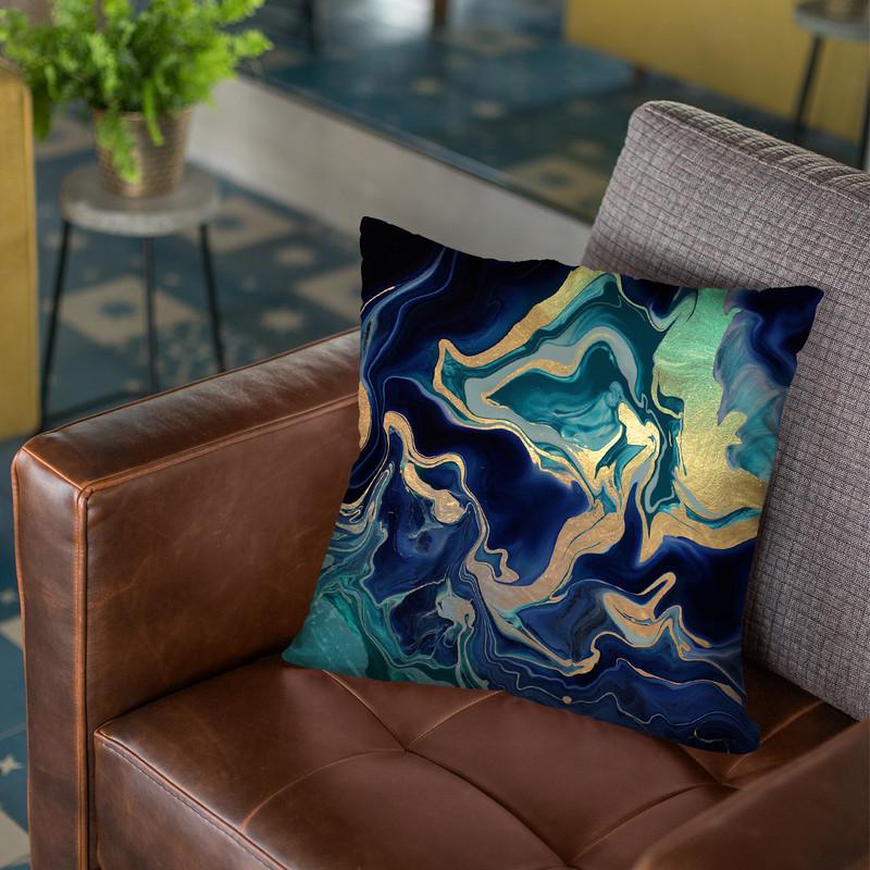 Dramaqueen Gold Indigo Throw Pillow By Monika Strigel