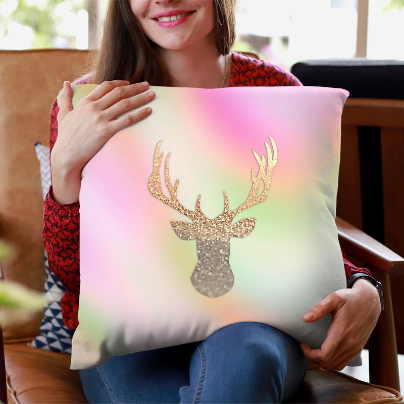 Dreamland Stag Gold Throw Pillow By Monika Strigel