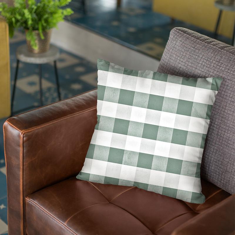 Eucalyptus Green Gingham Throw Pillow By Monika Strigel