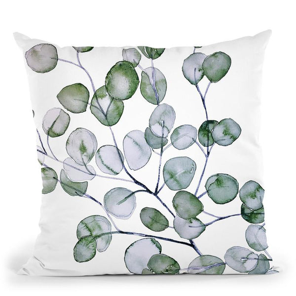 Eucalyptus Watercolor Silver Green Throw Pillow By Monika Strigel