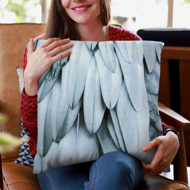 Feathers Pastel Blue Throw Pillow By Monika Strigel