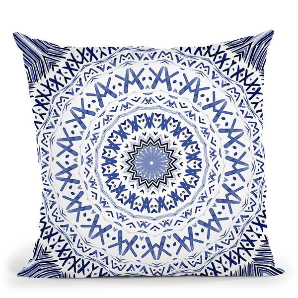 Festival Summer Indigo Denim Mandala Throw Pillow By Monika Strigel