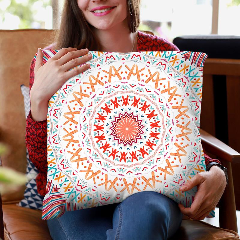 Festival Summer Mandala Sunshine Mandala Throw Pillow By Monika Strigel